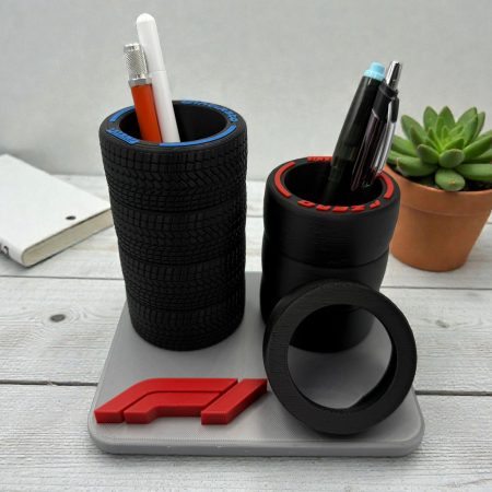 3D Printed F1-Inspired Pen Holder – Desk Organizer for Racing Fan