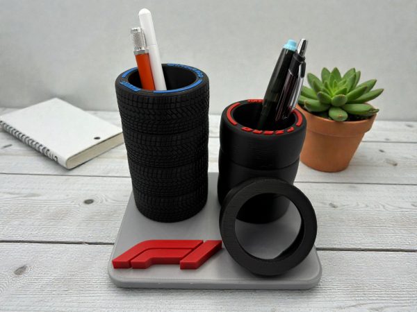 3D Printed F1-Inspired Pen Holder – Desk Organizer for Racing Fan