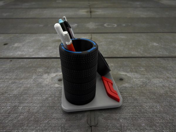 3D Printed F1-Inspired Pen Holder – Desk Organizer for Racing Fan