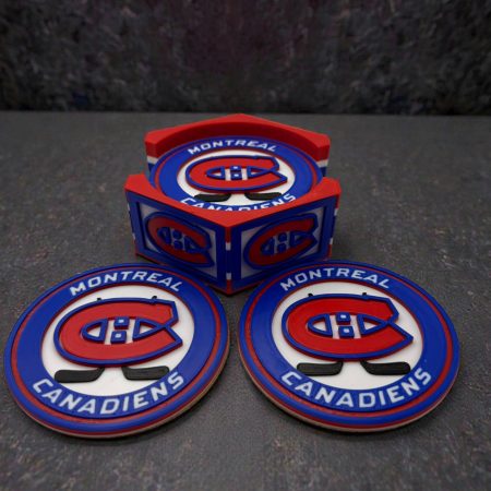 Montreal Canadians Inspired 3D Printed Coaster Set – Set of 8 with Holder