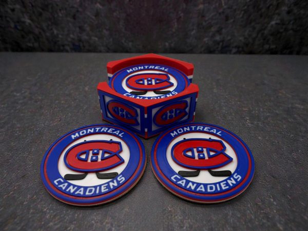 Montreal Canadians Inspired 3D Printed Coaster Set – Set of 8 with Holder
