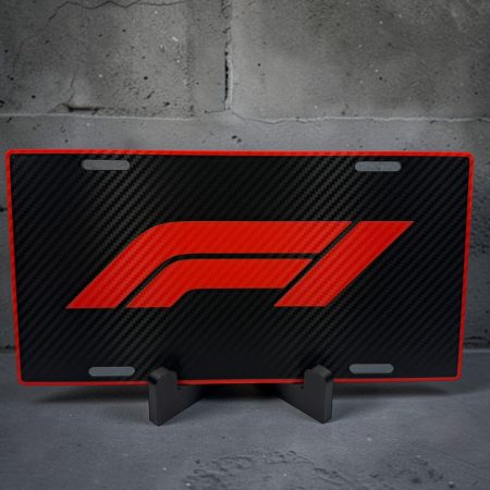 F1 Inspired Racing License Plate Decor – 3D Printed Desk Sign with Stand