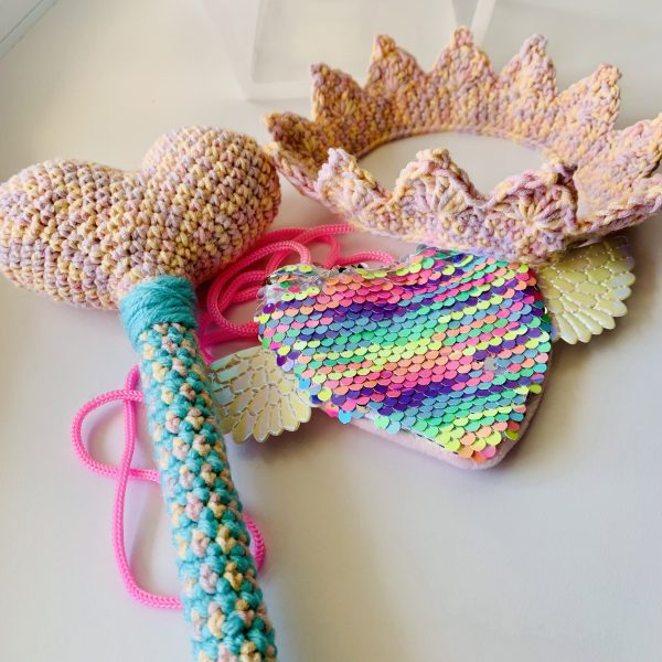 Princess Dress Up Set | Heart Wand, Crown, and Child's Purse
