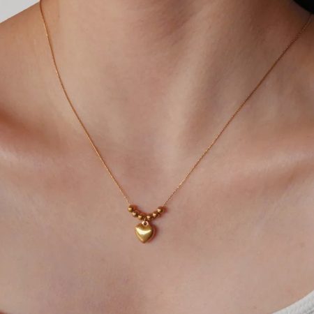 NEW 18k Gold Plated Heart Pendant Necklace | Tarnish-Free Stainless Steel |