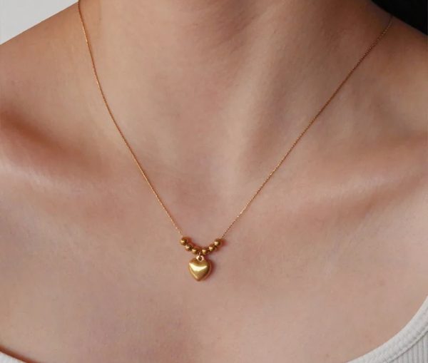 NEW 18k Gold Plated Heart Pendant Necklace | Tarnish-Free Stainless Steel |