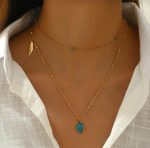 18k Gold Plated Turquoise Layer Necklace | Tarnish-Free Stainless Steel |