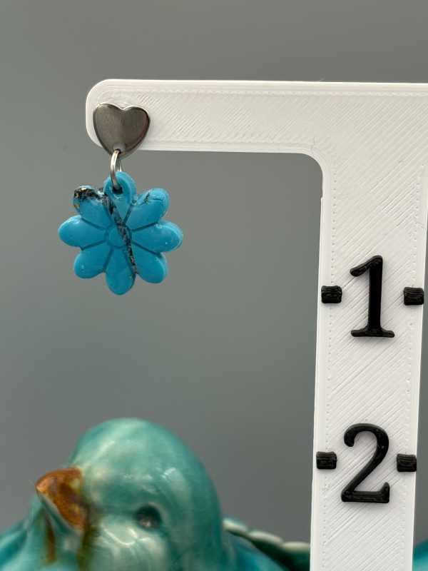Faux Turquoise Flower Dangle Earrings