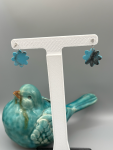 Faux Turquoise Flower Dangle Earrings