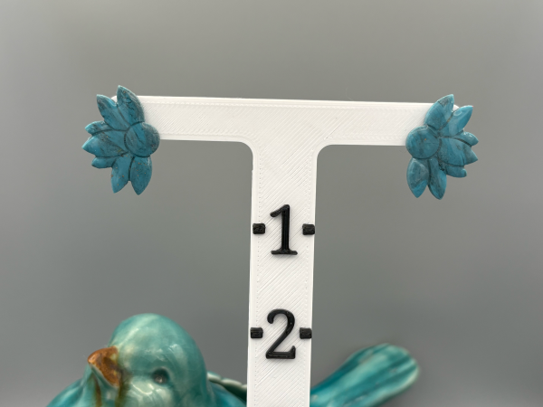 Faux Turquoise Half Flower Stud Earrings