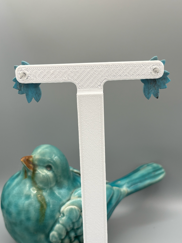 Faux Turquoise Half Flower Stud Earrings