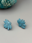 Faux Turquoise Half Flower Stud Earrings