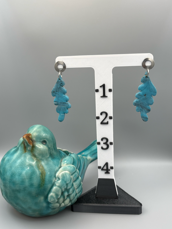 Faux Turquoise Leaves Dangle Earrings