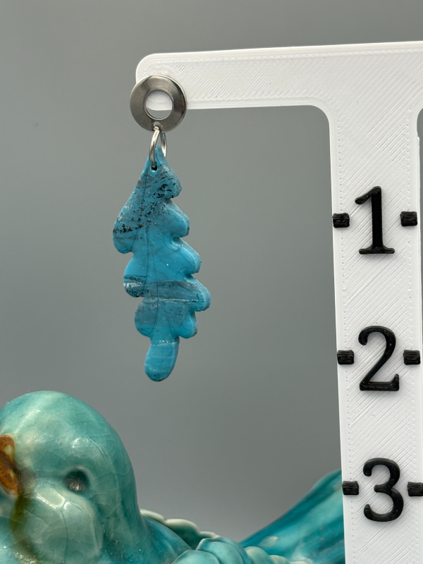 Faux Turquoise Leaves Dangle Earrings