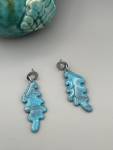 Faux Turquoise Leaves Dangle Earrings