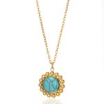18k Gold Plated Turquoise Pendant with Chain | Tarnish-Free Stainless Steel |