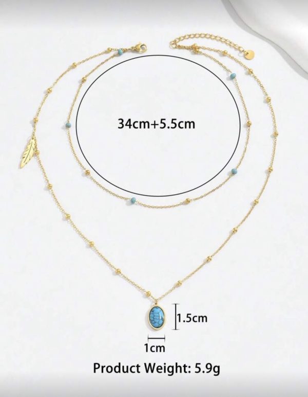 18k Gold Plated Turquoise Layer Necklace | Tarnish-Free Stainless Steel |