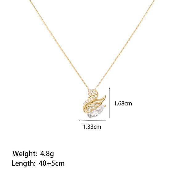 18k Gold Plated Swan Rhinestone Pendant with Necklace | Tarnish-Free Stainless Steel |
