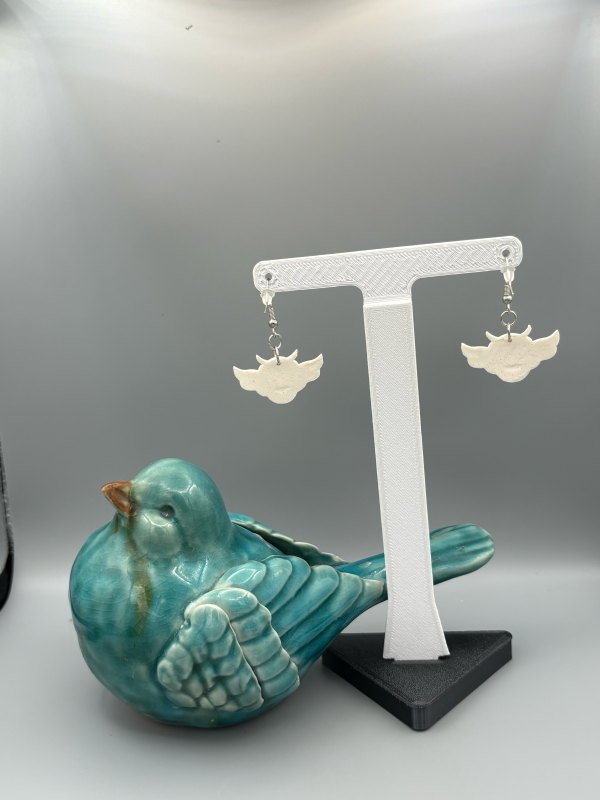 White Sparkly Owl Dangle Earrings