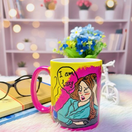 Handpainted Lazy Girl Mug