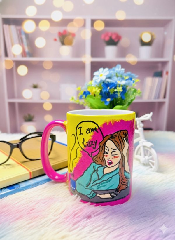 Handpainted Lazy Girl Mug