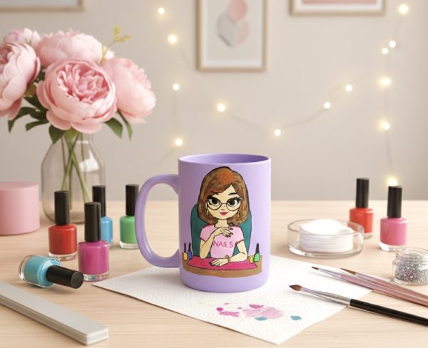 Handpainted Coffee Mug for Nail Technicians