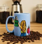 Handpainted Shopping Girl Mug