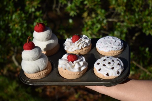 Wool Felt Cherry Cupcake | Imaginative Play | Tea Party