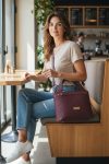Burgundy Quilted Faux Leather Tote Bag, Gold Hardware, Medium Work Bag