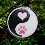 Love, Balance and Connection Yin & Yang Paw Print Coaster