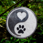 Love, Balance and Connection Yin & Yang Paw Print Coaster