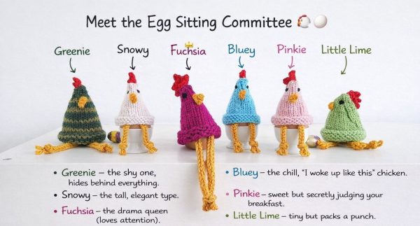 Hand Knitted Chicken Egg Warmers - Cute Easter Egg Cosies