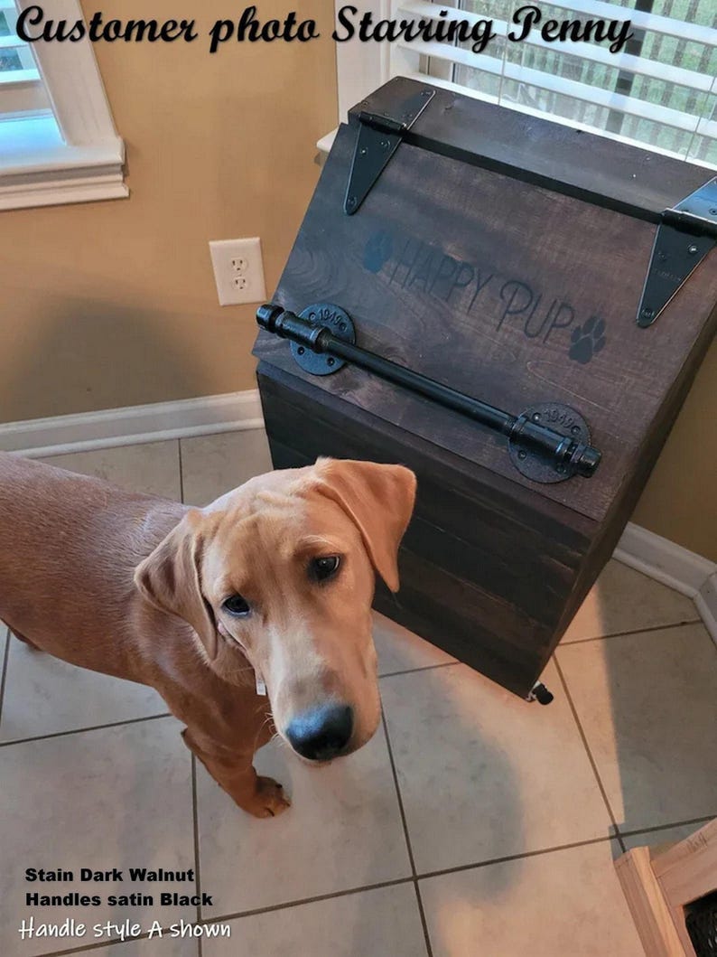 X-Large Wooden Dog Food Storage Bin: 40lb Capacity