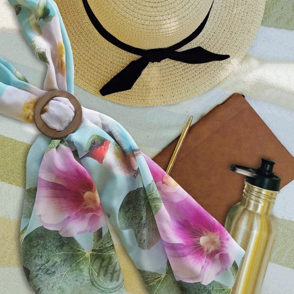 Hummingbirds & Hollyhocks ECO SCARF