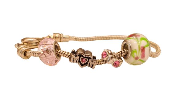 Celebrate Mom: Chunky Silver Bracelet with Pink Crystals