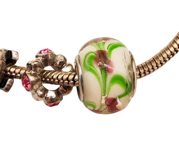 Celebrate Mom: Chunky Silver Bracelet with Pink Crystals
