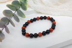 Unisex Red Jasper & Black Onyx Beaded Bracelet