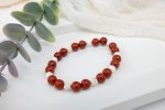 Unisex Red Jasper & White Magnesite Beaded Bracelet