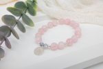 Rose Quartz & Howlite Bracelet with Sterling Silver Beads & Geometric Charm