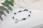 Faceted Garnet & Howlite Bracelet with Sterling Silver Beads & Hamsa Charm