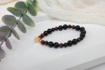 Red Tiger Eye & Black Onyx Bracelet with 14K Gold-Filled Disc
