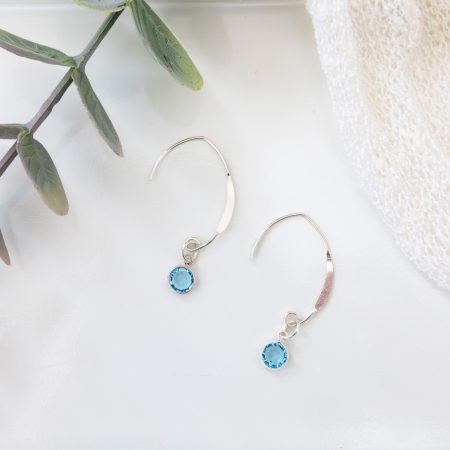 Handmade Sterling Silver Aquamarine Dangle Earrings — March Birthstone