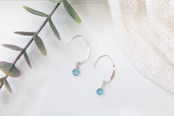 Handmade Sterling Silver Aquamarine Dangle Earrings — March Birthstone