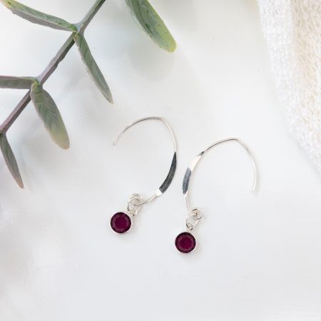 Handmade Sterling Silver Garnet Dangle Earrings — January Birthstone