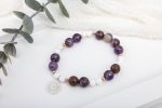 Super 7 & Magnesite Stretch Bracelet — Rose Gold-Filled Accents with Sterling Silver Geometric Sign