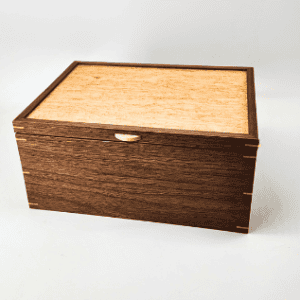 Large Walnut and Birdseye Maple Keepsake Box 13"L x 10"W x 6"H