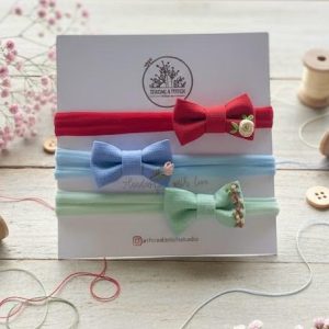 Hand Embroidered Baby Headbands – Newborn Floral Headband Set (6 Colors) | Made in Canada