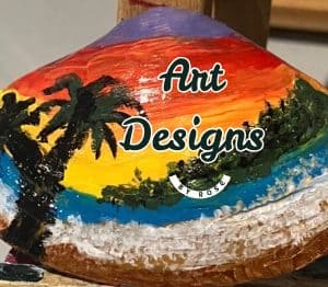 Hand-painted Seashell Two Palm Trees (Small 1.5" x 3", Medium, and Large)