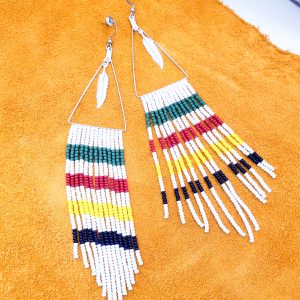 Hudson Bay Blanket Inspired Seed Bead Earrings: Native American Cottagecore Handmade Gift