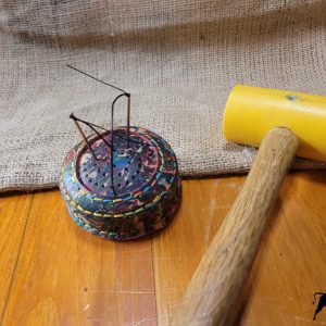 Hand made leather tye dyed pin cushion
