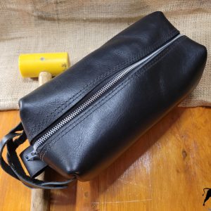 Hand made leather Dopp kit, shaving bag black
